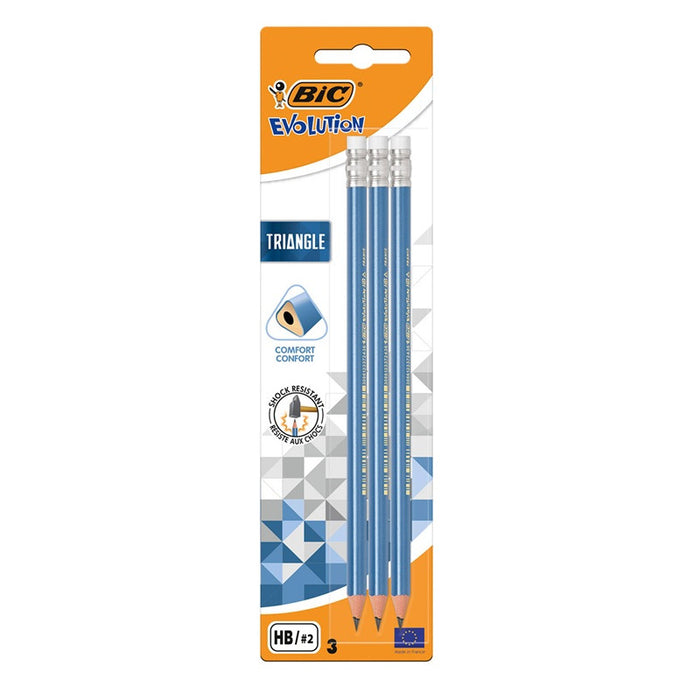 PENCIL WITH ERASER TRIANGULAR EVOLUTION 3 PCS. BIC