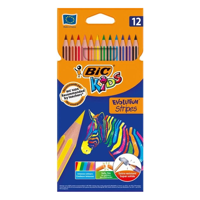 PENCILS 12 COLORS STRIPES BIC