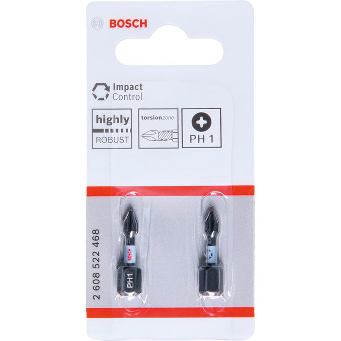 IMPACT BITS PH1 2 NUMBERS 25 MM BOSCH IMPACT CONTROL