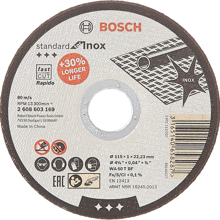METAL CUTTING DISC INOX BOSCH 115x1x22.23