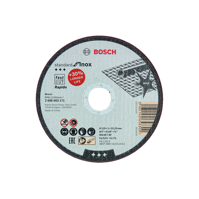 METAL CUTTING DISC INOX BOSCH 125x1x22.23