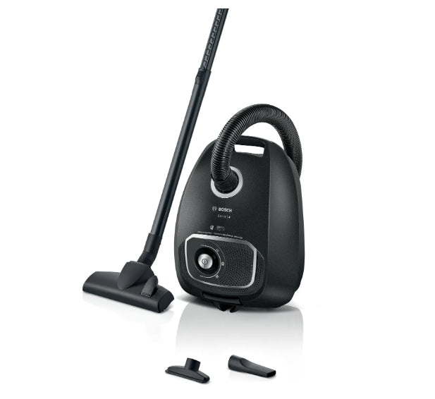 Bosch BGB41BA1, SER4 Vacuum cleaner with bag,  Black, 600 W, 75 dB, Hygienic filter, 1 x crevice nozzle, 1 x upholstery nozzle, 1 x universal nozzle