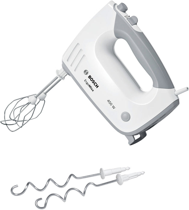 Bosch MFQ36400, Hand mixer, 450 W, 5 speed settings, additional pulse/turbo setting, white/grey