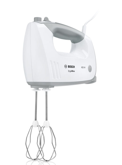 Bosch MFQ36400, Hand mixer, 450 W, 5 speed settings, additional pulse/turbo setting, white/grey