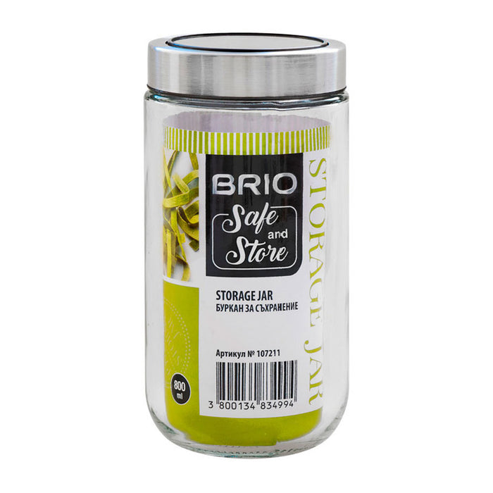 JAR WITH TRANSPARENT LID 800ML 9X9X18CM BRIO STORAGE JAR