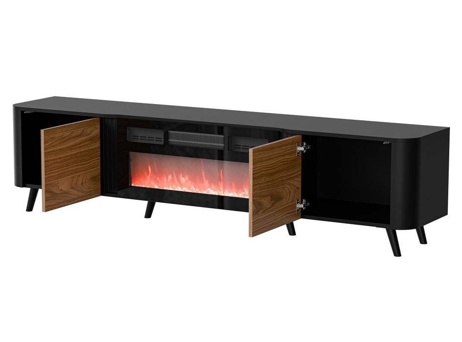 Cama Volare RTV cabinet 200 x 39 x 49 cm black/walnut + fireplace