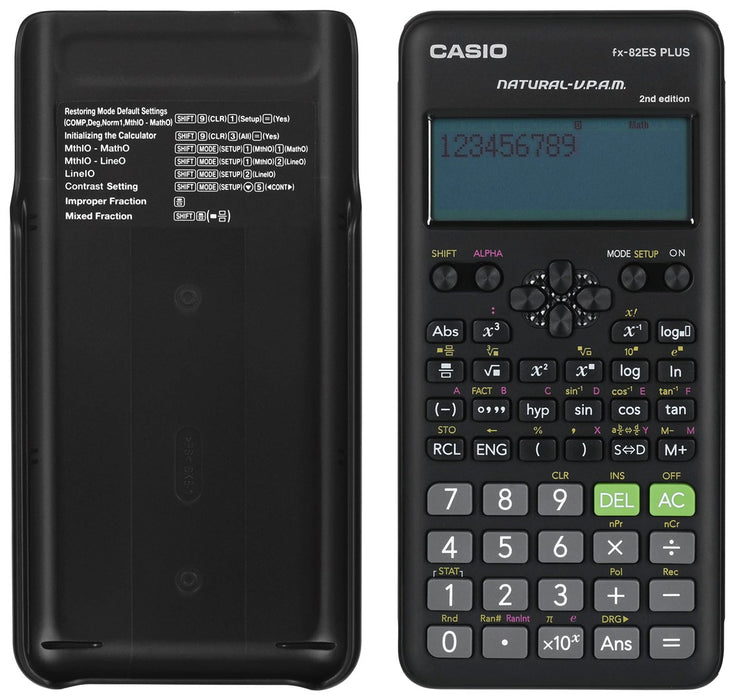 CASIO FX-82ESPLUS-2 CALCULATOR SCIENTIFIC, 252 FUNCTIONS, 77X162MM, BLACK, BOX