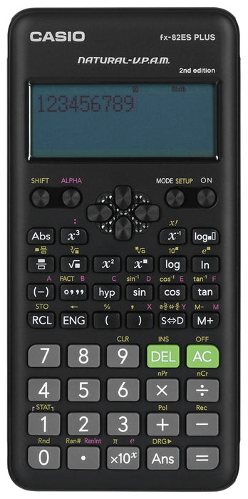 CASIO FX-82ESPLUS-2 CALCULATOR SCIENTIFIC, 252 FUNCTIONS, 77X162MM, BLACK, BOX