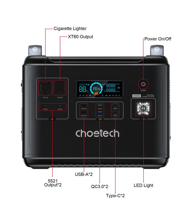 Choetech portable power station LiFePO4 1997Wh 2000W power bank black (BS006 Super Mini)