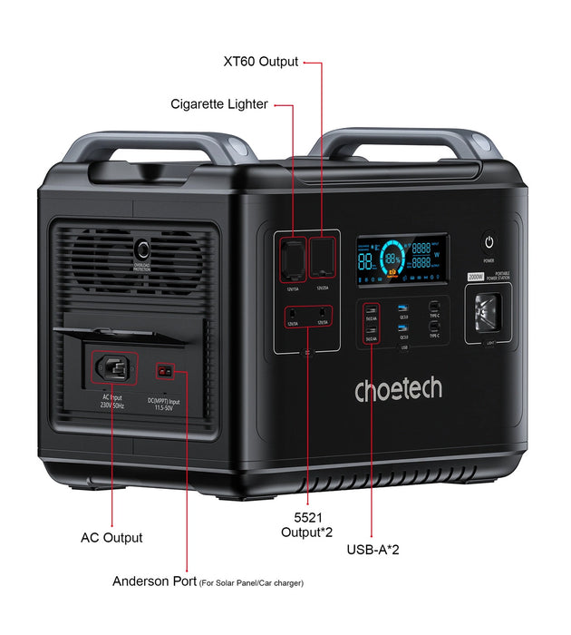 Choetech portable power station LiFePO4 1997Wh 2000W power bank black (BS006 Super Mini)