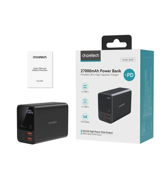 Choetech B635BK USB-A / USB-C Powerbank 22.5W 27000mAh - black
