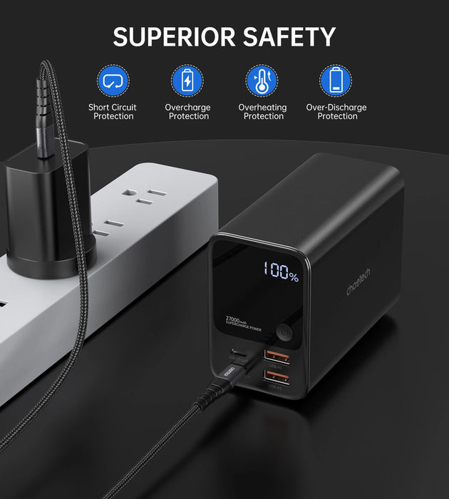 Choetech B635BK USB-A / USB-C Powerbank 22.5W 27000mAh - black