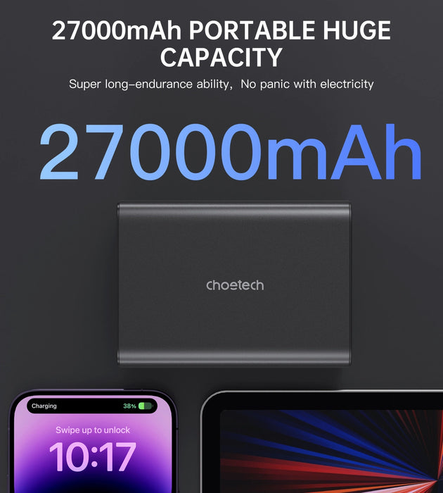 Choetech B635BK USB-A / USB-C Powerbank 22.5W 27000mAh - black