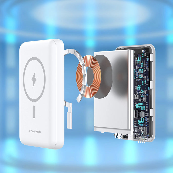Powerbank Choetech B663 10000mAh 20W MagSafe USB-A / USB-C - white
