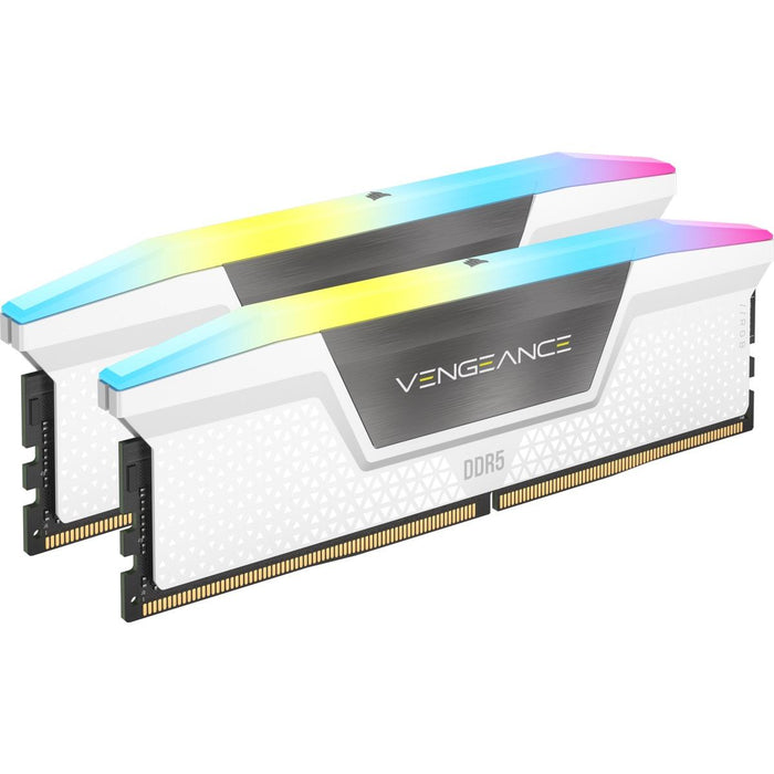 CORSAIR VENGEANCE RGB 32GB 2x16GB DDR5 5200MHz DIMM Unbuffered 40-40-40-77 XMP 3.0 White Heatspreader RGB LED 1.25V