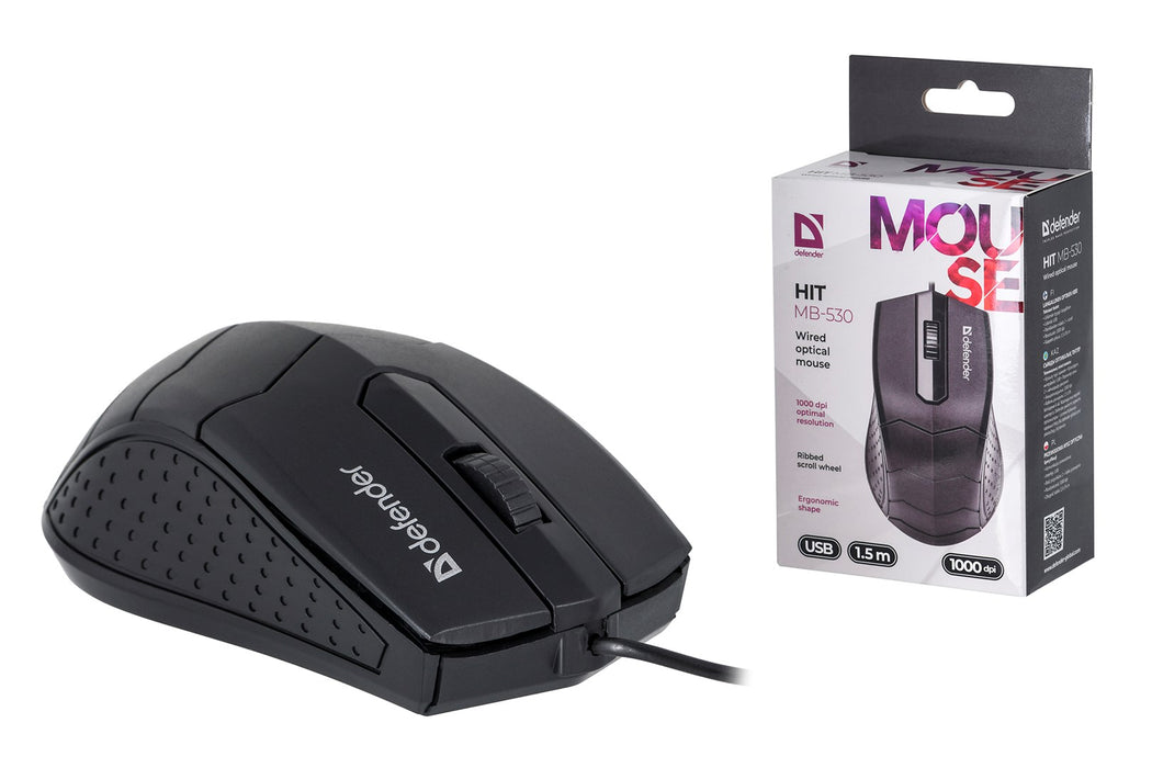 MOUSE DEFENDER HIT MB-530 BLACK OTPICAL 1000dpi 3P