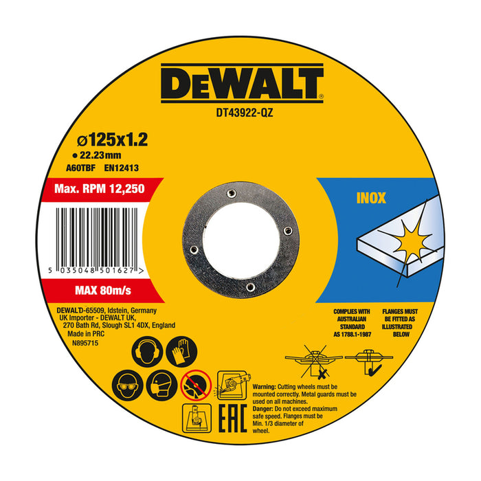 STAINLESS STEEL CUTTING DISC DEWALT DT43922-QZ 10 PCS.
