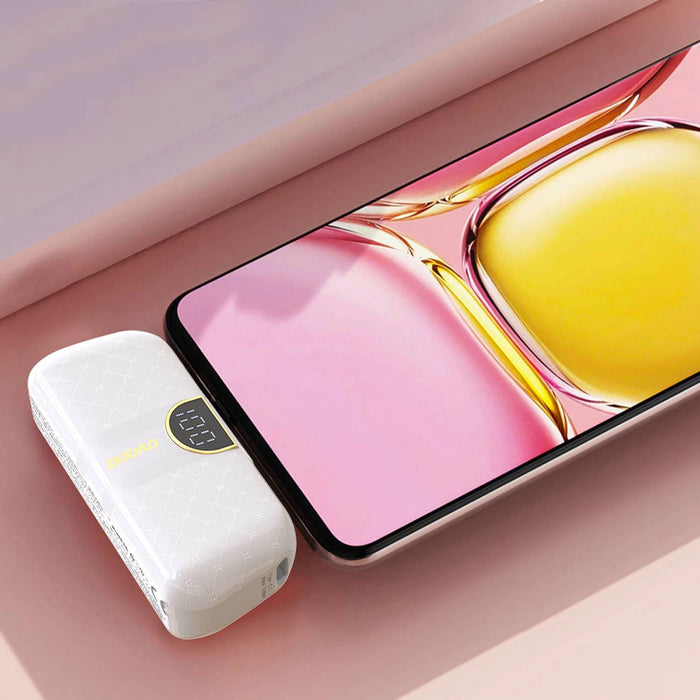Dudao K20SL 5000mAh mini power bank with Lightning / USB-C connectors - white