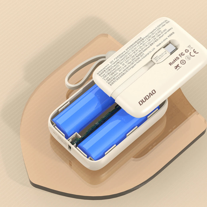 Dudao K14 10000mAh power bank with USB-C / Lightning cables - beige
