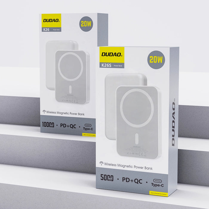 Powerbank Dudao K26S 5000mAh 20W USB-A / USB-C / MagSafe - white