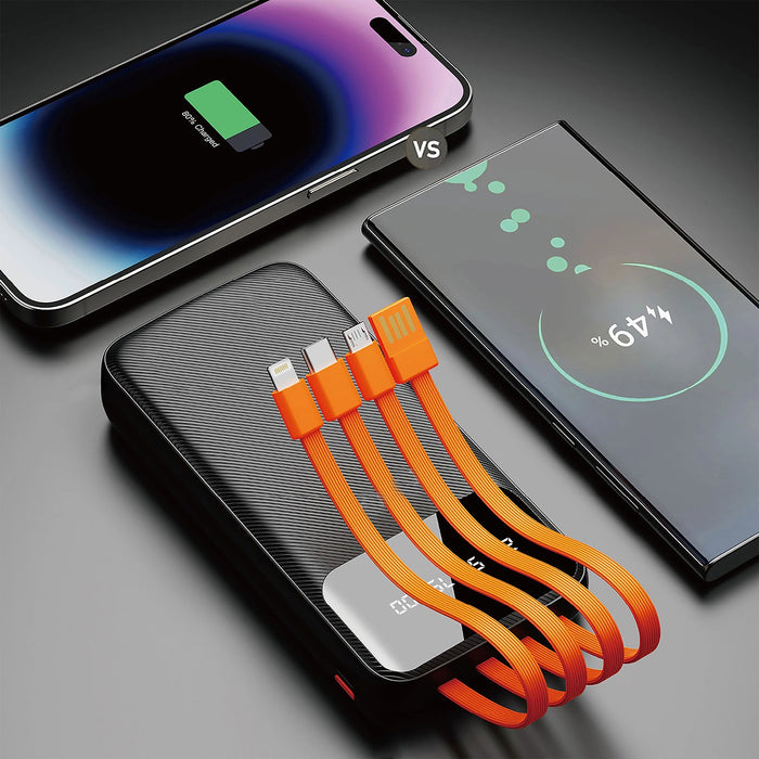 Dudao K6Pro Universal 10000mAh Power Bank with USB Cable, USB Type C, Lightning Black (K6Pro-black)