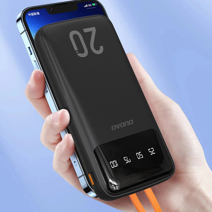 Dudao capacious powerbank with 3 built-in cables 20000mAh USB Type C + micro USB + Lightning black (Dudao K6Pro +)