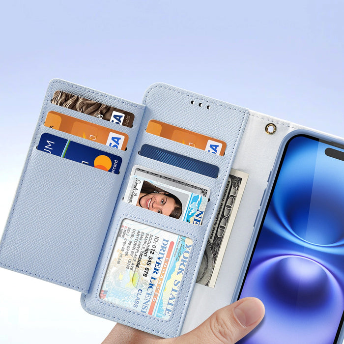 Dux Ducis Lawa iPhone 16 Leather Case with Detachable Magnetic Wallet - Blue