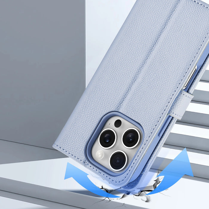 Dux Ducis Lawa Leather Case for iPhone 16 Pro Max with Detachable Magnetic Wallet - Blue