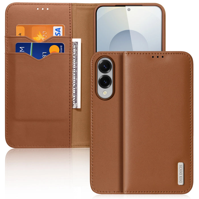 Dux Ducis Hivo Samsung Galaxy S25 Edge Case with Flip and RFID Protection - Brown