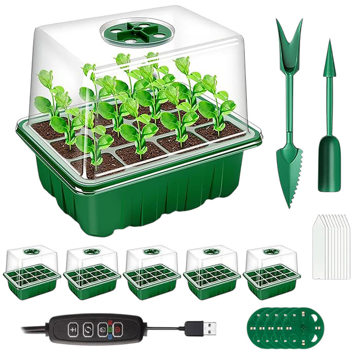 MINI GREENHOUSE SET WITH LED 5PCS WITH 12 SOCKETS GARDEN STAR HD-10863