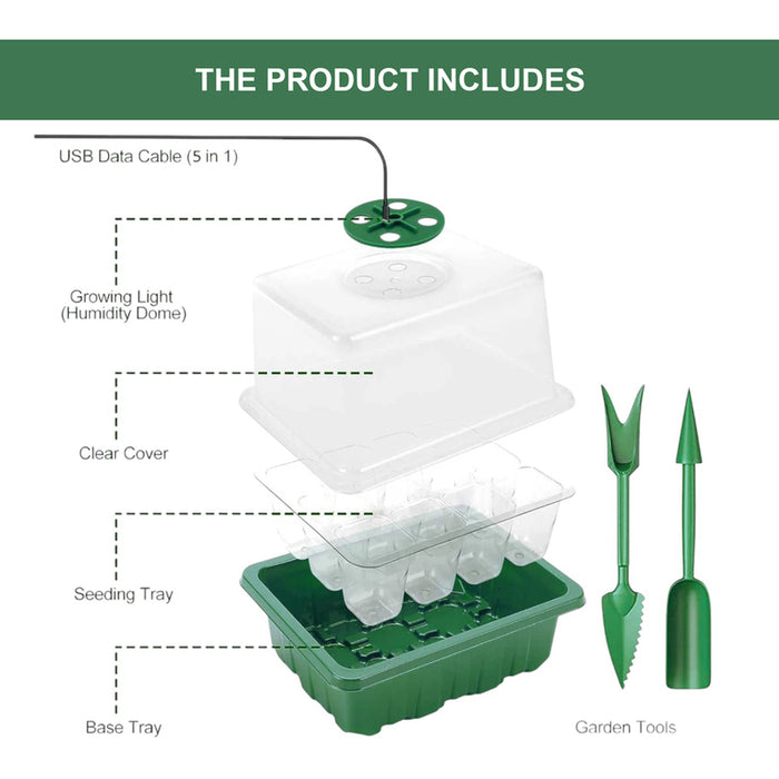 MINI GREENHOUSE SET WITH LED 5PCS WITH 12 SOCKETS GARDEN STAR HD-10863