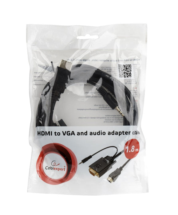 Gembird A-HDMI-VGA-03-10 video cable adapter 3 m HDMI + 3.5mm VGA (D-Sub) Black
