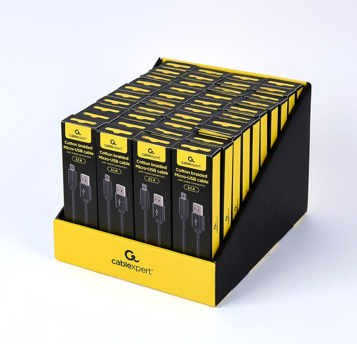 Gembird CCDB-mUSB2B-AMBM-6 Cotton braided Micro-USB cable with metal connectors, 1.8 m, black
