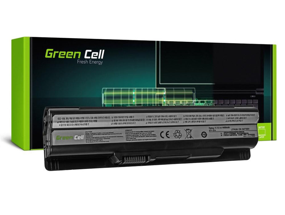 Laptop Battery Green Cell MS05 Black 4400 mAh