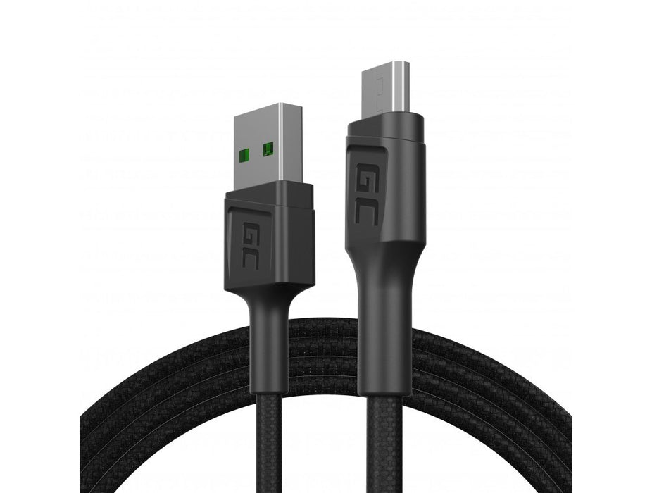 Green Cell KABGC20 USB cable USB 2.0 1.2 m USB A Micro-USB B Black