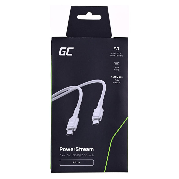 Green Cell GC PowerStream USB cable USB 3.2 Gen 1 (3.1 Gen 1) 0.3 m USB C White