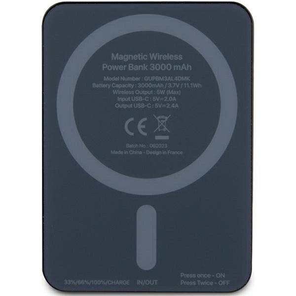 Guess MagSafe Metal Script Logo induction power bank 5W 3000mAh - black