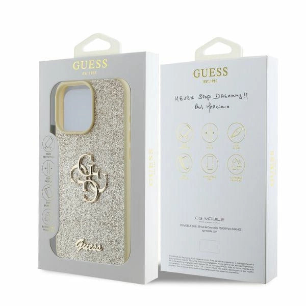 Guess Fixed Glitter Big 4G case for iPhone 16 Pro Max - gold