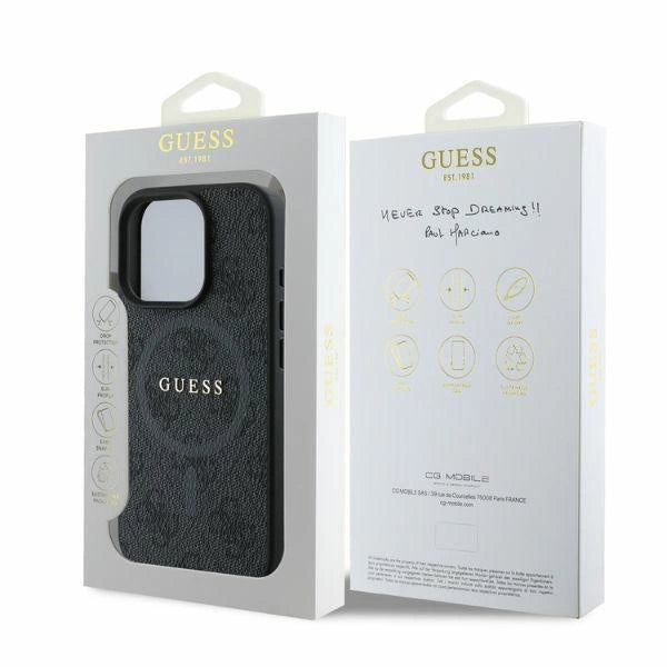 Guess 4G Ring Classic Logo MagSafe case for iPhone 16 Pro - black