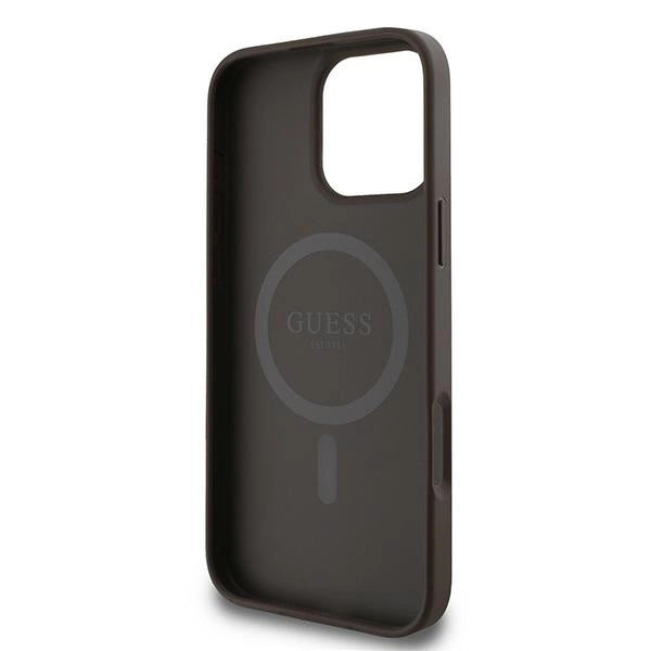 Guess 4G Ring Classic Logo MagSafe iPhone 16 Pro Case - Brown