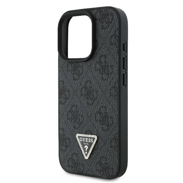 Guess Leather 4G Triangle Strass MagSafe Case for iPhone 16 Pro Max - Black