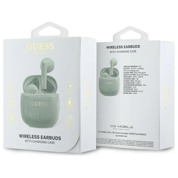 Guess Bluetooth headphones GUTWSJ14ESGN TWS + docking station green/green Printed Classic Logo