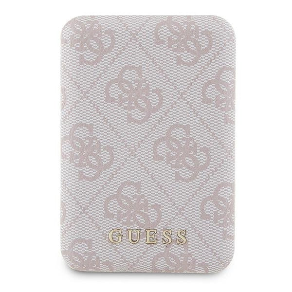 Guess Powerbank inductive 15W GUPB5FP4EMGP 5000mAh pink/pink 4G Leather Metal Logo MagSafe