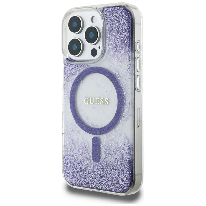 Guess HC Resin Bottom Glitter MagSafe case for iPhone 16 Pro - purple