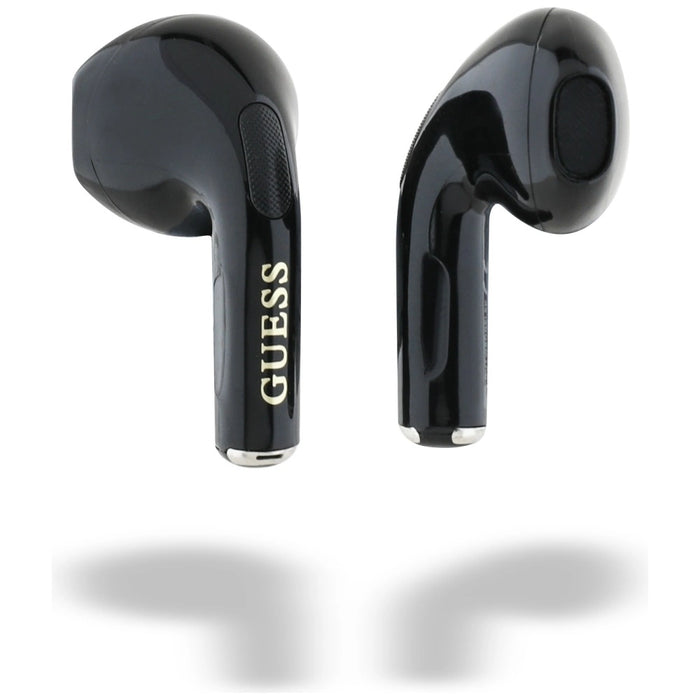 Guess Glossy Effect Egg Shape Printed Classic Logo TWS headphones - black