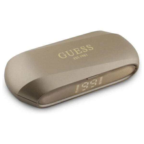 Guess Elongated Metalic Printed Logo Bluetooth TWS Headphones + Docking Station - Gold
