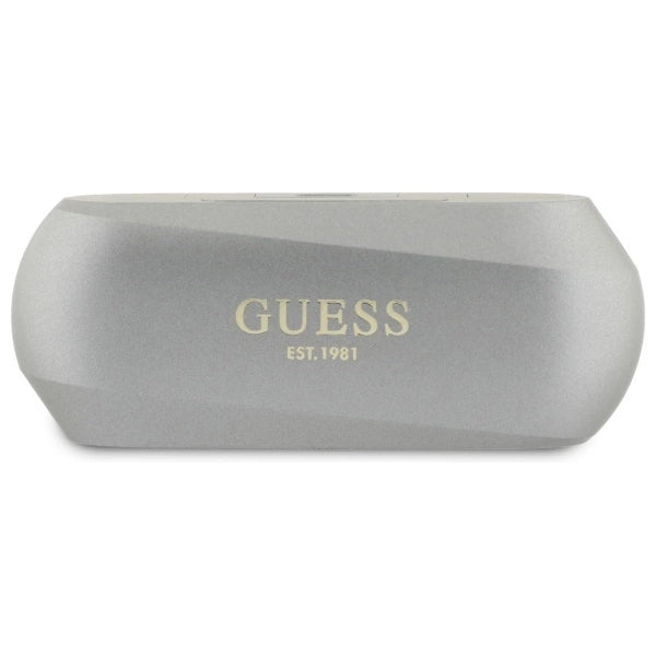 Guess Elongated Metalic Printed Logo Bluetooth TWS Headphones + Docking Station - Gray