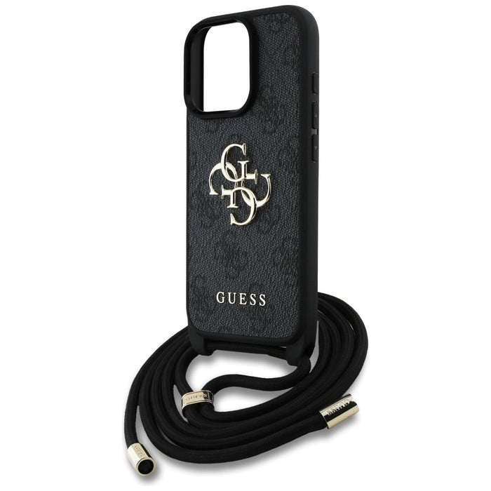 Guess 4G Big Logo Cord Stap Crossbody Case for iPhone 16 Pro Max black