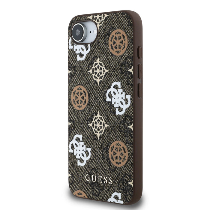 Guess PU 4G Peony case with MagSafe for iPhone 16e - brown