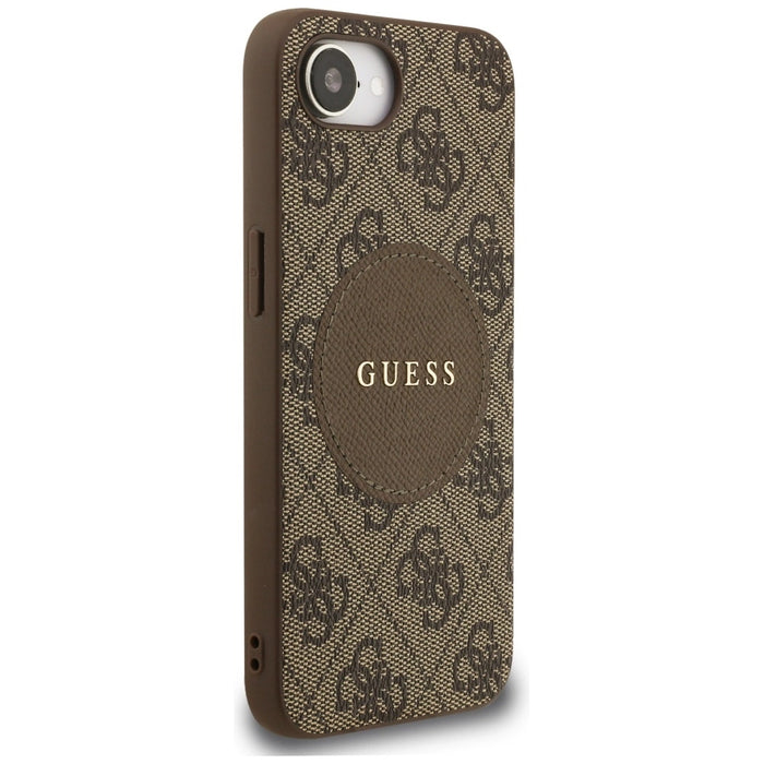 Guess 4G Circle Classic Logo MagSafe case for iPhone 16e - brown